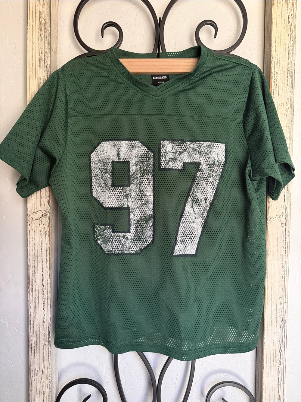 RSQ | Boy’s Green Mesh Jersey Tee with White '97' Graphic | XL